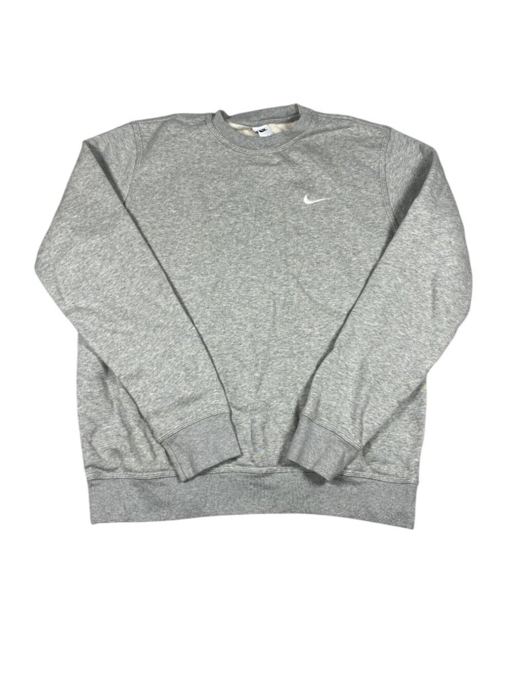 Nike Mens Gray Crewneck Sweatshirt L Cotton Blend Pullover Casual Embroidered Sw